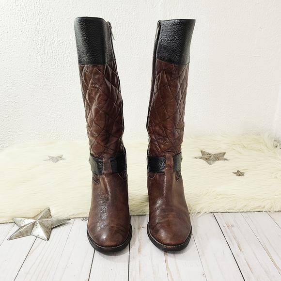 SOLD Brighton Jake riding boots quilted brown black 7.5 - Picture 2 of 9